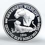 Tanzania 2500 shilings Wildlife Leopard animal proof silver coin 1998