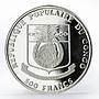 Congo 500 francs Ship Navire Ancien proof silver coin 1991