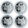 Singapore set of 4 coins Southern parks trees silver coin 2008