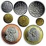 Society Islands, set of 8 coins, Local Fauna, Sea Creatures, Birds, 2015