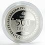 Kazakhstan 500 tenge Petroglyphs Horseman proof silver coin 2005