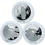 Solomon Islands 2003 Set of 9 silver coins, $25, Planes, Aircraft, Helicopter,
