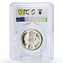 India 5 rupees Indira Gandhi Politics PR69 PCGS CuNi coin 1985