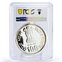 India 100 rupees Indira Gandhi Politics PR66 PCGS silver coin 1985