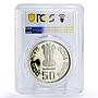 India 50 rupees 200 Years Subhas Chandra Bose Politics PR66 PCGS CuNi coin 1997