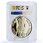 India 100 rupees 200th Subhas Chandra Bose Politics PR67 PCGS silver coin 1997