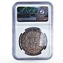 Peru 8 reales Colonial Coinage Carlos IV Coat of Arms AU58 NGC silver coin 1799