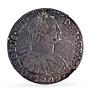 Peru 8 reales Colonial Coinage Carlos IV Coat of Arms AU58 NGC silver coin 1799