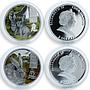 Cook Islands set of 4 silver coins 2 dollars Lunar  Calendar Year of Rabbit 2011