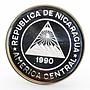 Nicaragua 10000 Cordobas 16th Winter Olympics Albertville 92 silver coin 1990