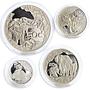 South Africa set of 4 coins 50,20,10,5 Cents Wildlife Elephant silver proof 2002