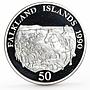 Falkland Islands 50 pence Children Fund Child on Horseback silver coin 1990