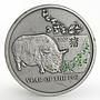 Niue 1 dollar Year of the Pig colored silver coin 2006