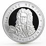 Alderney 5 pounds Sir Isaac Newton proof silver coin 2006