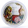 Cook Islands 5 dollars Year of the Dragon Best of Luck colored silver coin 2012