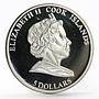 Cook Islands 5 dollars World of Flowers series Pansy colored silver coin 2009