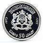 Morocco 50 dirhams 20th Anniversary of Independence proof silver coin 1975