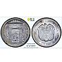 Colombia 1 peso Bogota Popayan Mint Monument of Gates MS66 PCGS silver coin 1956