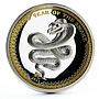 Palau 5 dollars Lunar Calendar series Year of the Snake gilded silver coin 2013