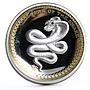 Palau 5 dollars Lunar Calendar series Year of the Snake gilded silver coin 2013