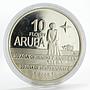 Aruba 10 florin Queen Beatrix Flag and Anthem proof silver coin 2006