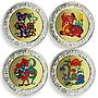 Malawi set 12 coins Chinese Zodiac Animals copper-nickel silverplated 2005