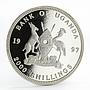 Uganda 2000 shillings F1 World Championship Winner Schumacher silver coin 1997