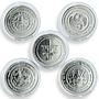 Thailand 600 baht a set of 5 coins Ministries silver coins1995