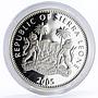Sierra Leone 10 dollars Endangered Wildlife series Hippo proof silver coin 2005
