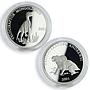 Mongolia set 2 coins Dinosaurs Series proof silver 2001