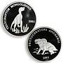 Mongolia set 2 coins Dinosaurs Series proof silver 2001