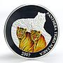 Mongolia 5000 togrog Panthera Tigris Altaica Amur Tiger colored silver coin 2007