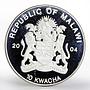 Malawi 10 kwacha Famous Places Bietschhorn stamp colored silver proof 2004