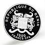 Benin 1000 francs Chinese Crested Dog colored silver coin 2012