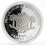 Ivory Coast 1500 francs Ancient Wonder Colossus of Rhodes proof silver coin 2010