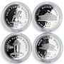 Uzbekistan set 4 coins Historical-Architectural Monuments proof silver 1998