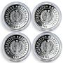 Uzbekistan set 4 coins Historical-Architectural Monuments proof silver 1998