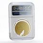 Mongolia 500 tugriks Wolf NGC MS 66 gilded silver coin 2013