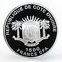 Ivory Coast 1500 francs Pharos Lighthouse of Alexandria proof silver coin 2010