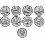 Transnistria (Moldova), 1 ruble, set of 8 coins + bonus, 2014, Town, Cities NEW!