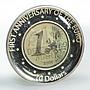 Nauru 10 dollars 1st Anniversary of the Euro German Mark silver coin 2003