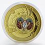 Cameroon 500 francs Zodiac Signs Aries colored gilded proof silver coin 2018