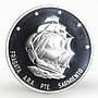 Argentina 25 peso Ship Presidente Sarmiento proof silver coin 2002