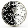 Greece 25 ecu Parthenon and a Woman proof silver coin 1994