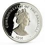 Bahamas 25 dollars Discovered New World series Columbu's Ship silver coin 1991
