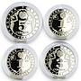 Tajikistan set of 4 coins 15th Anniversary of Independence silver coins 2006