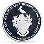 Barbados 10 dollars West Indies University Pelican Bird proof silver coin 1998