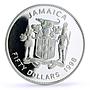 Jamaica 50 dollars West Indies University Pelican Bird proof silver coin 1998