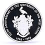 Jamaica 50 dollars West Indies University Pelican Bird proof silver coin 1998