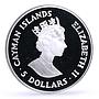 Cayman Islands 5 dollars Princess Alexandra Visit Royal Arms silver coin 1988